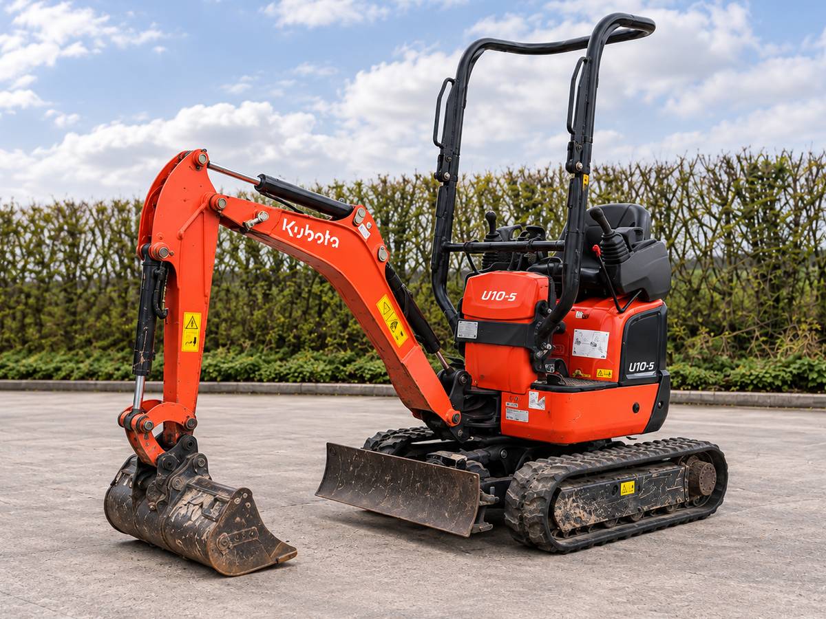 Kubota U10-5 compact excavator available to hire from Bradbury Plant